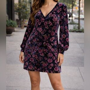 NEW | 1.STATE Floral Velvet Long Sleeve Dress | NWT | Size M